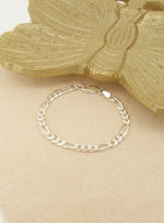 Unisex 4mm Figaro Chain Bracelet in Sterling Silver