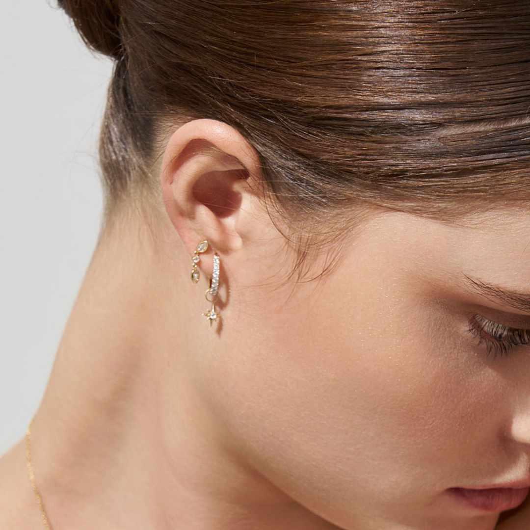 Diamond North Star Charms for Hoop Earrings in 9ct Gold