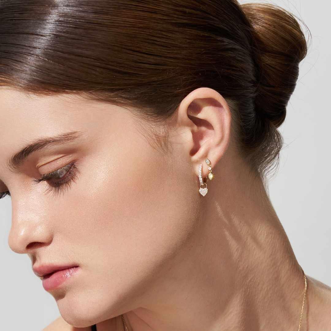 Dainty Diamond Stud Dangle Earrings in 9ct Gold