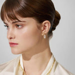 Paperclip Diamond Stud Earrings in 9ct Gold