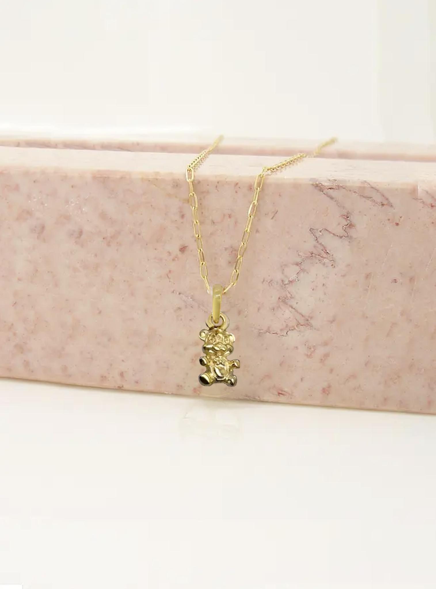 Teddy Bear Charm Necklace Chain in 9ct Gold