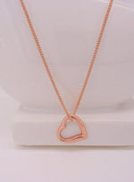 Solid 9ct Rose Gold Swing Heart Charm Curb Necklace Chain