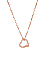 Solid 9ct Rose Gold Swing Heart Charm Curb Necklace Chain