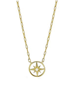 Diamond North Star Charm Paperclip Necklace in 9ct Gold