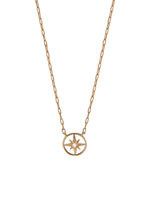 Diamond North Star Charm Paperclip Necklace in 9ct Rose Gold