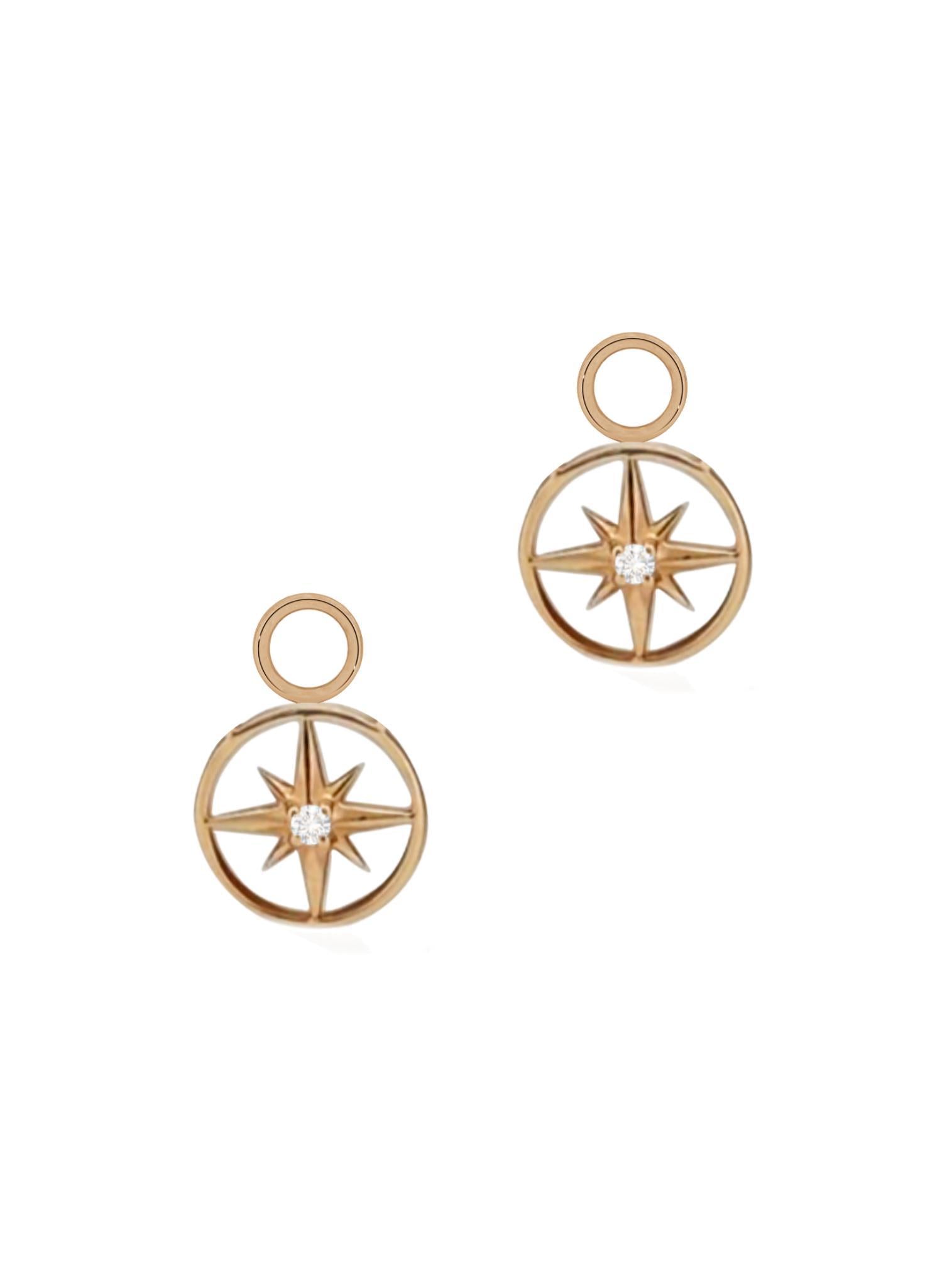 Diamond North Star Earring Charms in 9ct Rose Gold