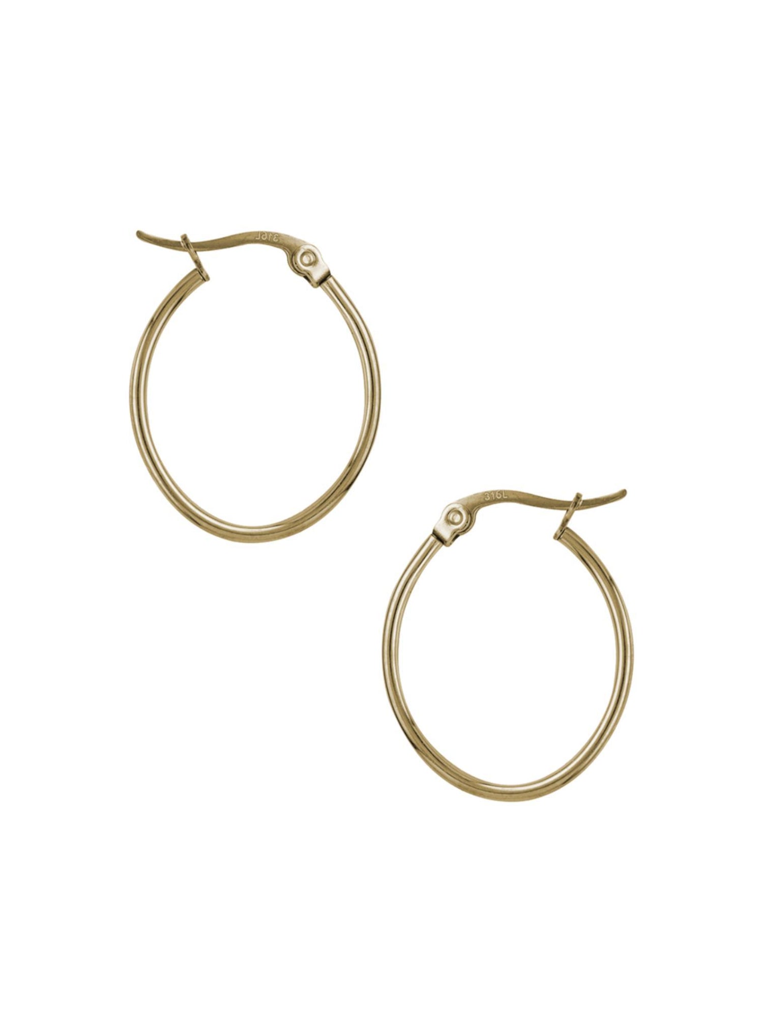 Dakota 25mm Simple Oval Hoop Earrings in Gold