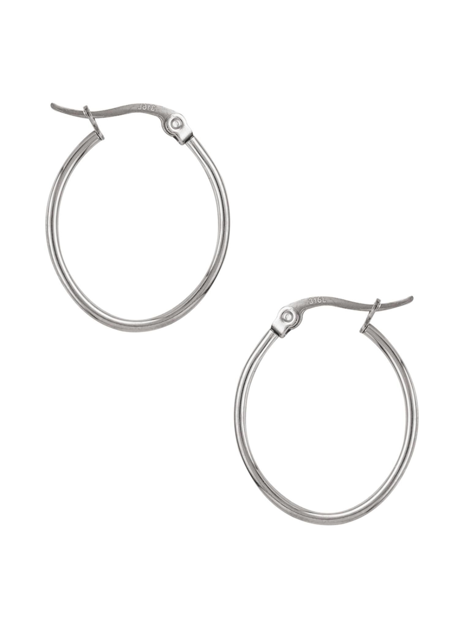 Dakota 30mm Simple Oval Hoop Earrings in Silver