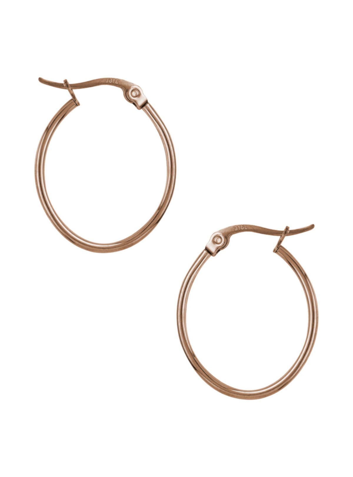 Dakota 30mm Simple Oval Hoop Earrings in Rose