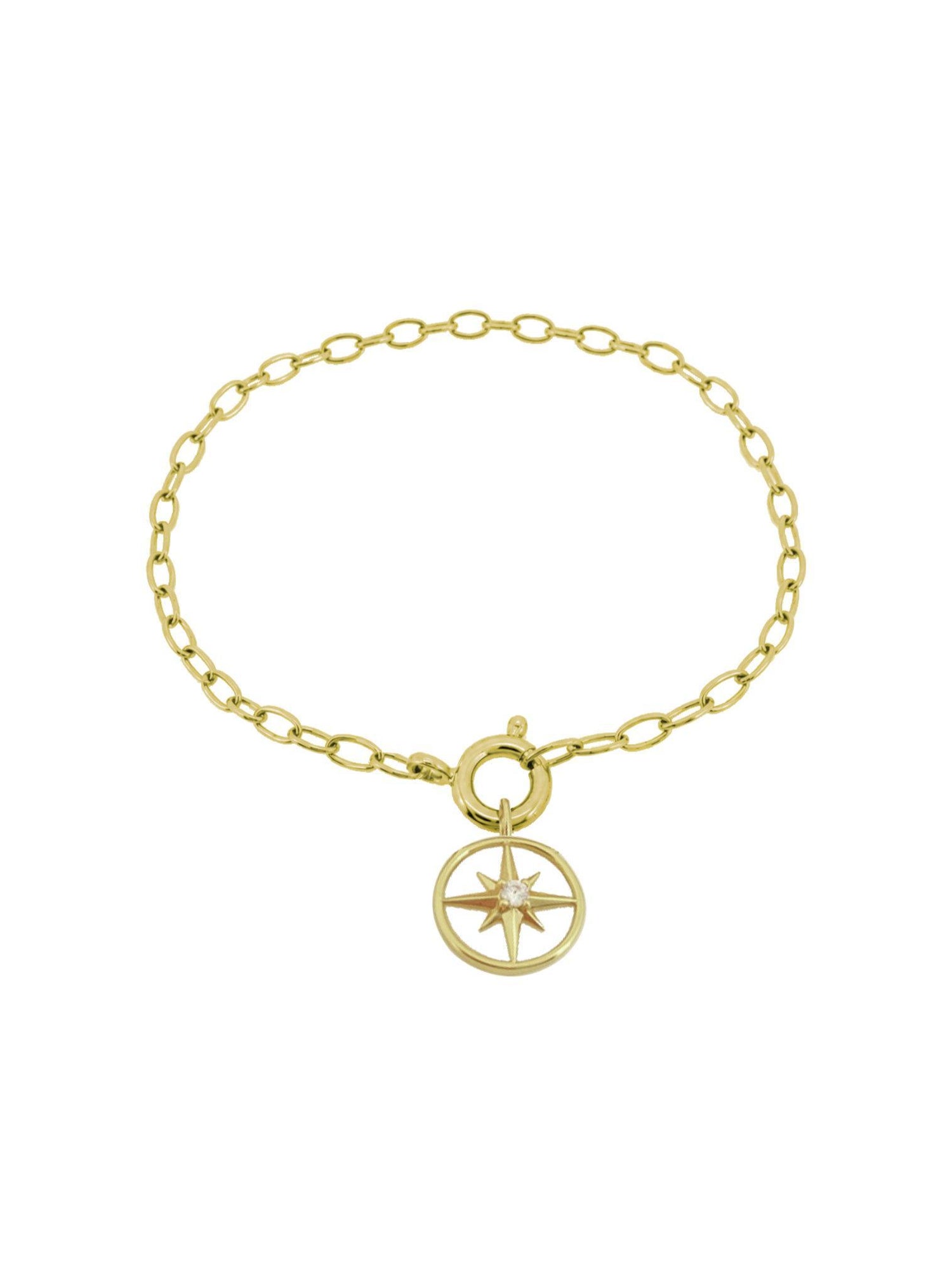 Diamond North Star Charm Paperclip Bracelet in 9ct Gold