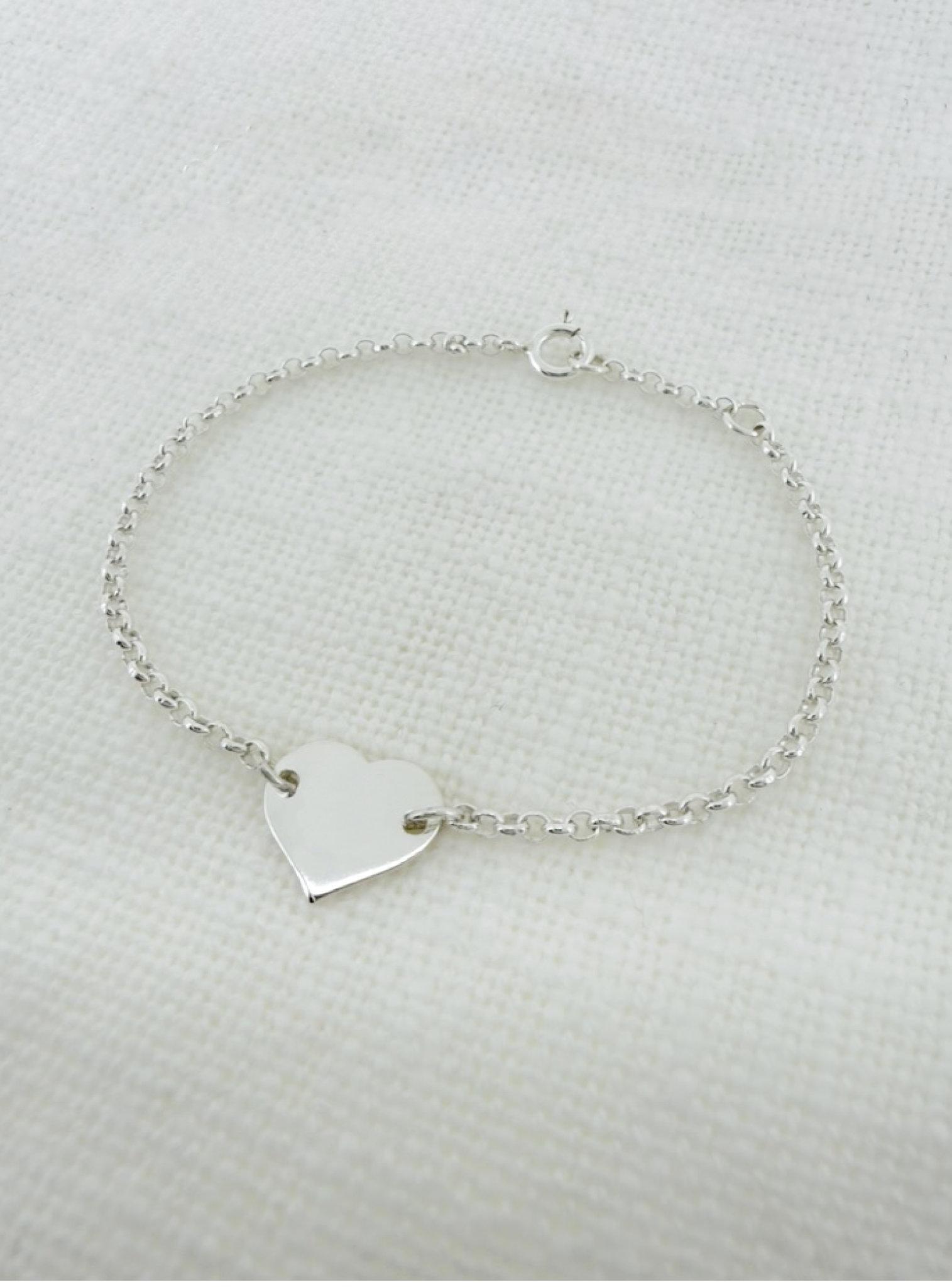 Belcher Charm Love Heart Bracelet in Sterling Silver