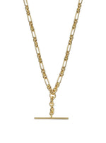 Unisex Tbar Fob Figaro Paperclip Chain Necklace in 9ct Gold