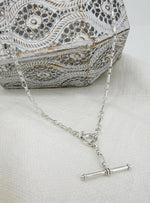 Figaro Belcher Bolt Ring TBar Fob Necklace in Sterling Silver