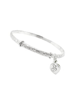 Baby - Adult Filigree Heart Expanding Bangle in Sterling Silver