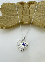 Bluebird of Happiness Flower Heart Photo Locket Necklace